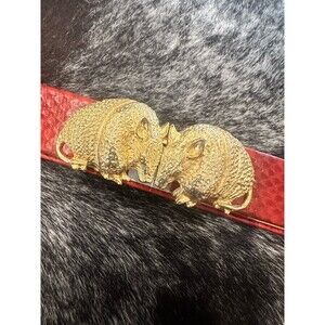 VTG Mimi 1975 Armadillo Belt n Buckle Up to 32" Texas West Glam Neiman